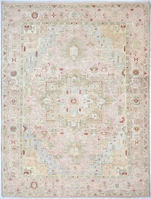 Hand Knotted Oushak Rug High Low Red Wool Traditional Area Rug