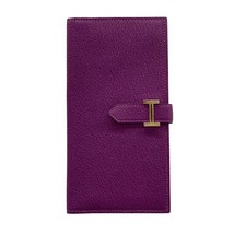 Herm&egrave;s HERMES Bairn Classic Long Wallet Anemone Chevre