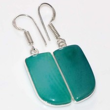 Bezel Green Botswana Agate 925 Silver Plated Earrings 1.6