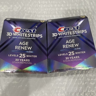 Lot of 2 Crest 3D Whitestrips Age Renew, 25 Levels Whiter. 21 Treatments. Ex2027