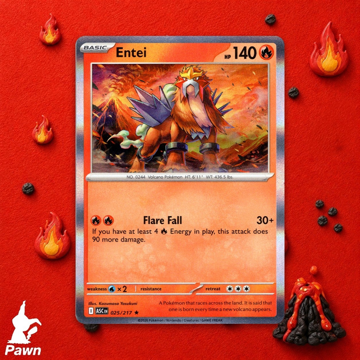 Entei 25/217 Ascended Heroes Holo Pokemon TCG Card