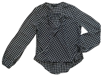 BCX Black Long Sleeve Geometric Blouse - Size Medium 