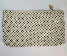 Whiting  Davis Beige Metal Mesh Clutch Evening Bag Vtg