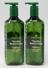 2 NEW BATH  BODY WORKS VANILLA BUTTERMINT CLEANSING GEL HAND SOAP WASH 8OZ PUMP