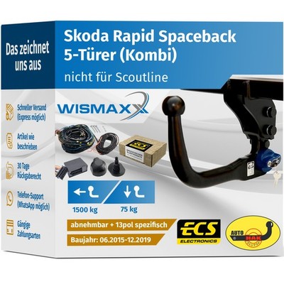 ANHÄNGERKUPPLUNG vert. abnehmbar für Rapid Spaceback ab 15 +13pol ESatz ECS
