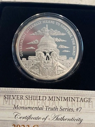 2023 1OZ Government Mind Control (V2) Proof - Silver Shield  "MINT ERROR ROUND"