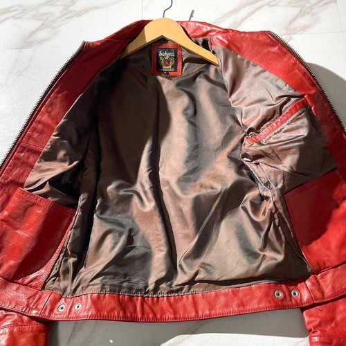 Schott Red Leather Single Riders Jacket Size M Vintage Hippie Style Classic Fit - Picture 23 of 24