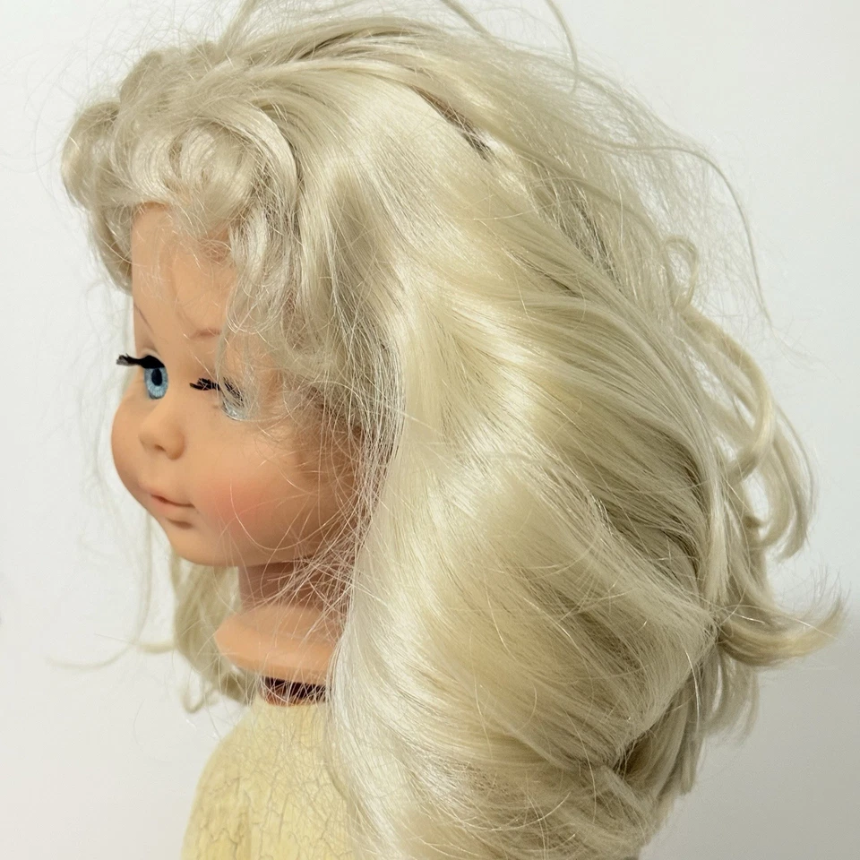 VTG Doll Head for 18” Vinyl Doll Parts Replacement Engel-Buppe Long Blonde Hair - Image 3 of 4