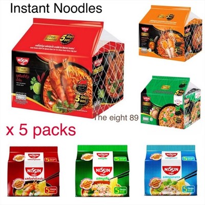 x 5 Packs. Nissin instant noodles TOM YUM Shrimp & Popular Thai flavors 60/73g
