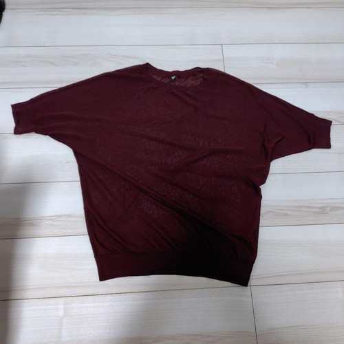 Pull Dolman transparent bordeaux uniqlo coupe vente en gros décontractée tricot occasion