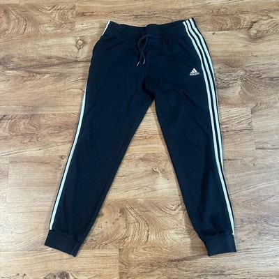 Adidas Essentials 3-Stripes Cuffed Jogger Sweatpants Black White Size L