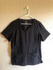 Cherokee iFlex Scrub Top Womens Black V-Neck Stretch Side Panels W/Pockets Sz XL