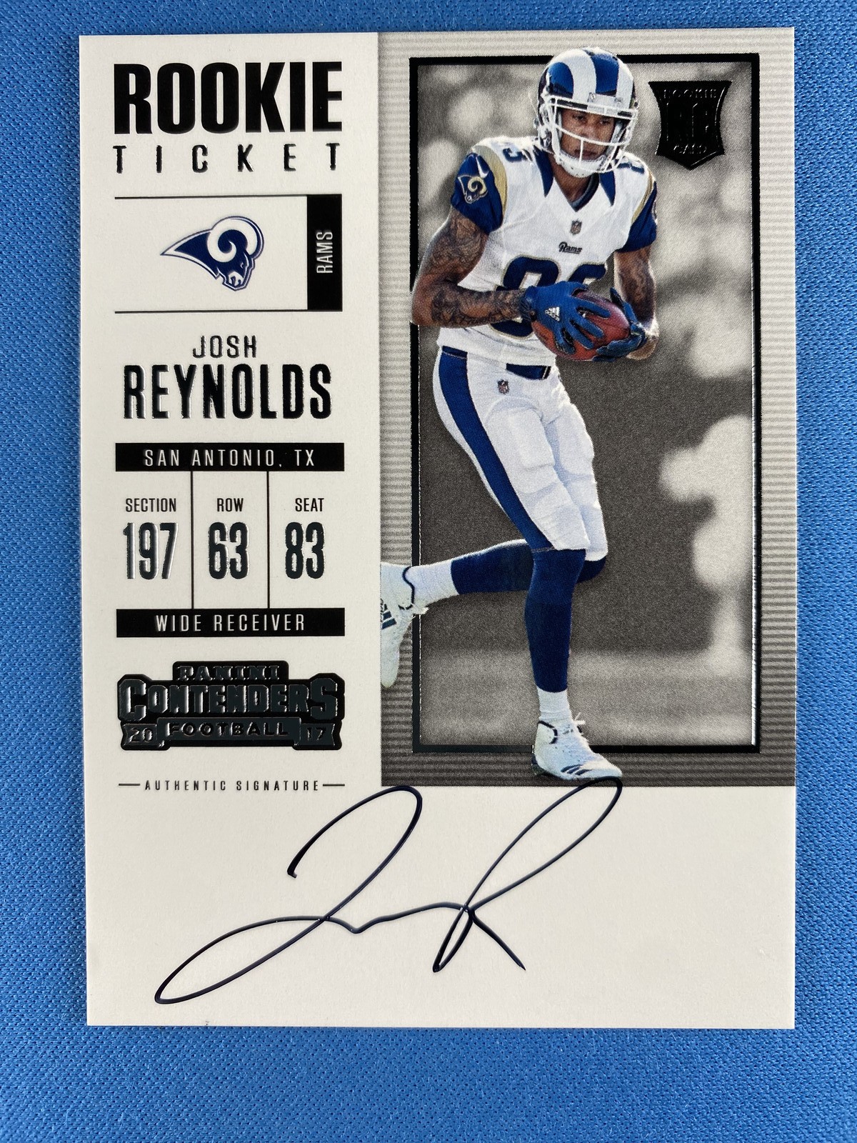 Josh Reynolds 2017 Panini Contenders #335 RC Auto Los Angeles Rams