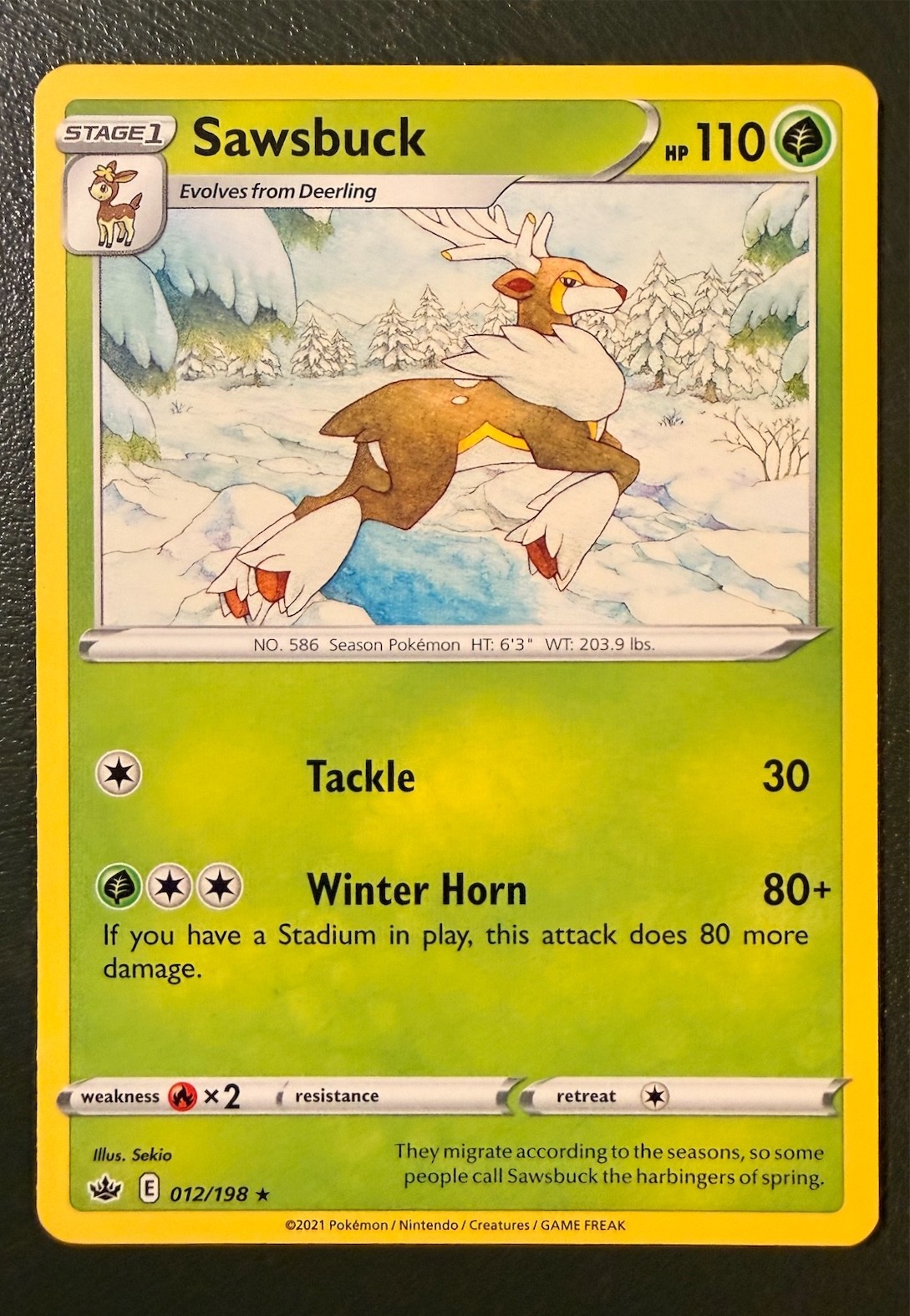 Pokemon TCG Sawsbuck 12/198 Chilling Reign SWSH6 NM