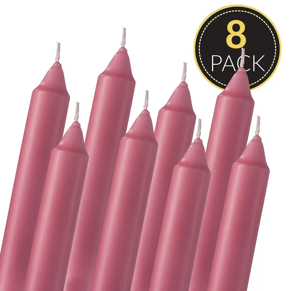 Velas Cónicas Rosa Rubor - Paquete de 8 Candelabros de 6" - Rosa 5 Horas Sin Perfume... Foto 2 de 4