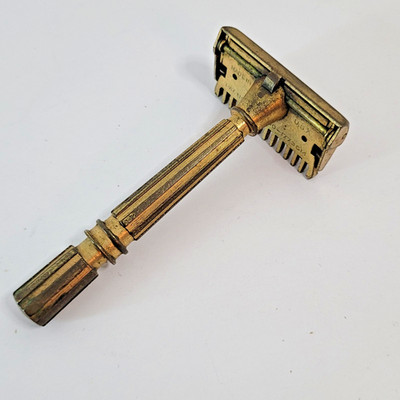 American Safety Razor Corp. Patent 1739280-1773614 Vintage Brass Safety Shaver