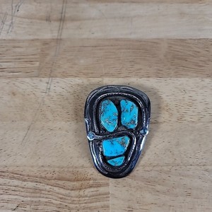 NATIVE AMERICAN ZUNI EFFIE C STERLING SILVER TURQUOISE SNAKE BOLO TIE CLIP