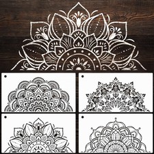 YKW 4 Pack Mandala Stencils for Painting - Reusable 14.56 x 7.7 inches, white
