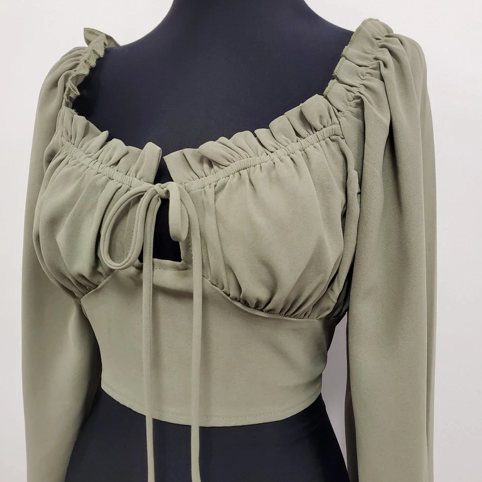 Shein 女式 Fairy Milkmaid 婴儿娃娃短上衣 S 码绿色 Coquette Cottagcore — 第 2/4 张图片