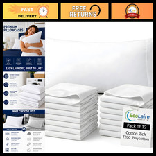 Standard Size Pillow Covers - Pack of 12 Cotton Rich T200 Polycotton Cases 20"x3