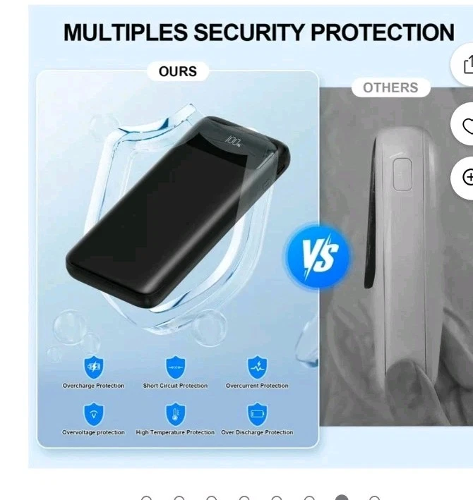 Banco de alimentación portátil 20000 mAh batería de carga rápida con 3 cables incorporados negro Foto 3 de 4