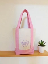 Trader Joes Mini Canvas Tote Bag🔥New With Tags🔥Pastel Pink color!🔥