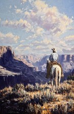 Original Oil Painting Western Cowboy Landscape 24x36 Canyon Art Eric Fisher