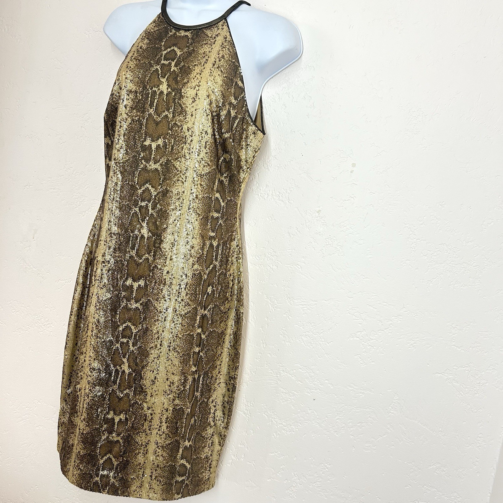 Cache Python Sequins Gold Sleeveless Knee Length … - image 5