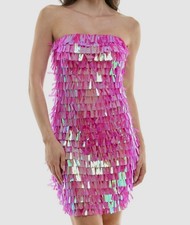 B Darlin Women's Juniors' Pink Sequined Strapless Bodycon Dress Size XS