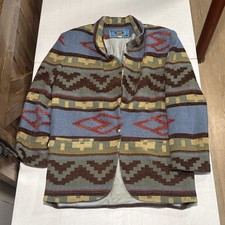 Vintage Made In USA Maurizio Ramani Southwest Aztec Wool Blazer Lined Sz Medium
