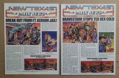 Vintage 1986 Mattel Toys-BRAVESTARR-New Texas Daily News-Poster Inserts #2 & 3