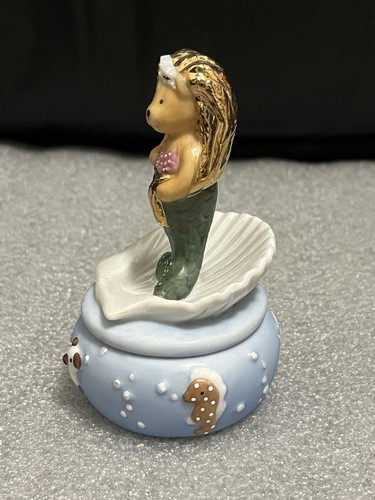 Muffy Vanderbear Mermaid Lidded Trinket Box 1999 Club Gift Ceramic Painted - Picture 2 of 7