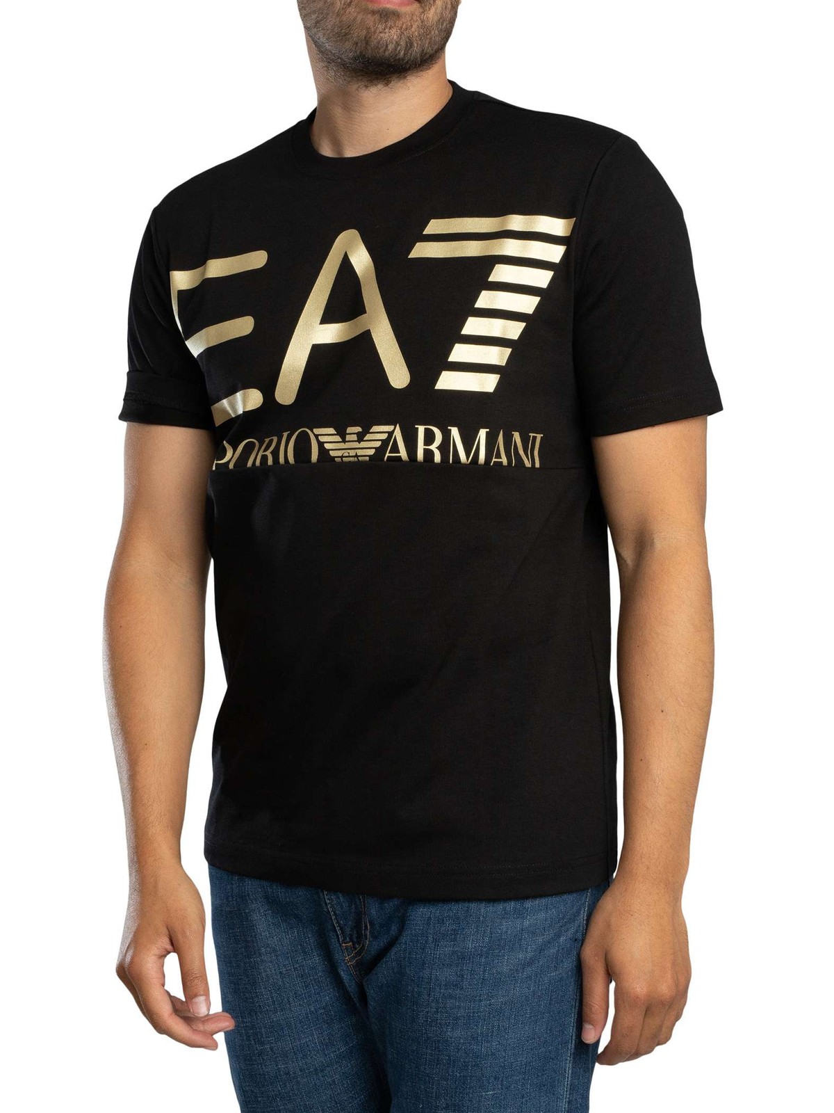 EA7 Regular fit Mega Graphic T-Shirt, Black/Gold - S