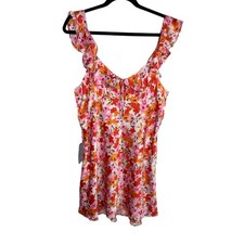 ASTR The Label Pink Multi Floral Ruffle Strap Mini Dress Size XL NWT
