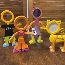 4 90’s CBS Designs Flexo Buddies Photo Frame Bendable Family Mom Boy Girl Cat