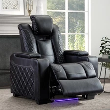 CANMOV Electric Power Recliner Chair,LEDFaux Leather Home Theater Seating