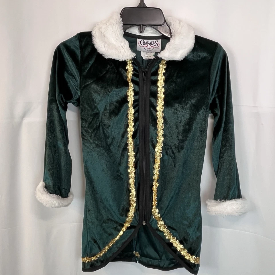 "Disfraz de Buddy Elf verde de colección SOLO CHAQUETA joven pequeño 30"" pecho HECHO EN EE. UU. Navidad" Foto 2 de 4
