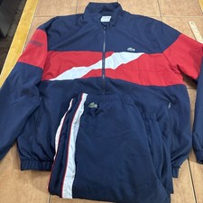 Lacoste Sport TrackSuit Set Mens Size 3XL Jacket 2XL Navy White Red Trim Tennis