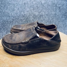 Olukai Moloa Shoes Boys Size 2 Leather Slip On Loafers Comfort Casual Moc Toe