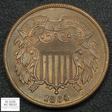 1864 Large Motto Copper Two Cent Piece 2C (LUSTROUS BEAUTY!!!)