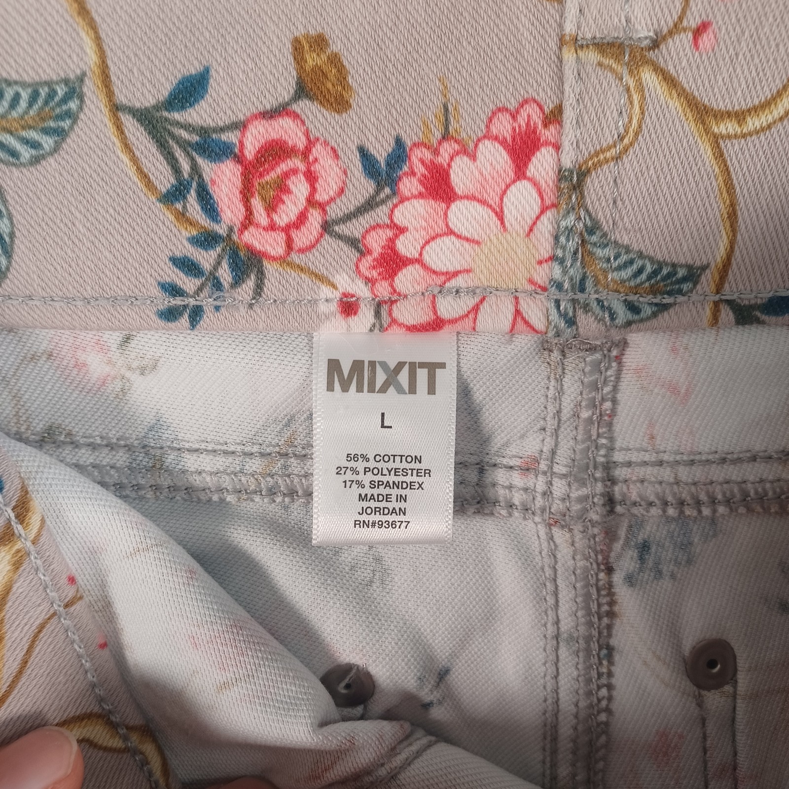 Mix It Womens Multicolor Floral Jegging Pants Size Large Pull-On Stretch Soft
