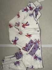 NWT MUNKI MUNKI Women's Flannel Pajama Set Size S Snow Angel White Purple