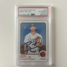 Bobby Witt Jr Signed 2022 Topps Heritage #520 PSA 10 Auto Rookie Pop 2 