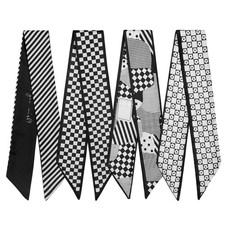 4 Pack Purse Scarf Handbags Skinny Twill Hair Scarves Narrow Neck Scarf Band ...