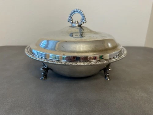Vintage Silver plated Ornate Footed, Covered Serving Dish