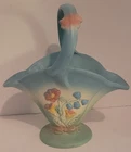 Hull Art Pottery RARE Bow Knot Large Blue Basket  B-12 10 1/2  EXCELLENT