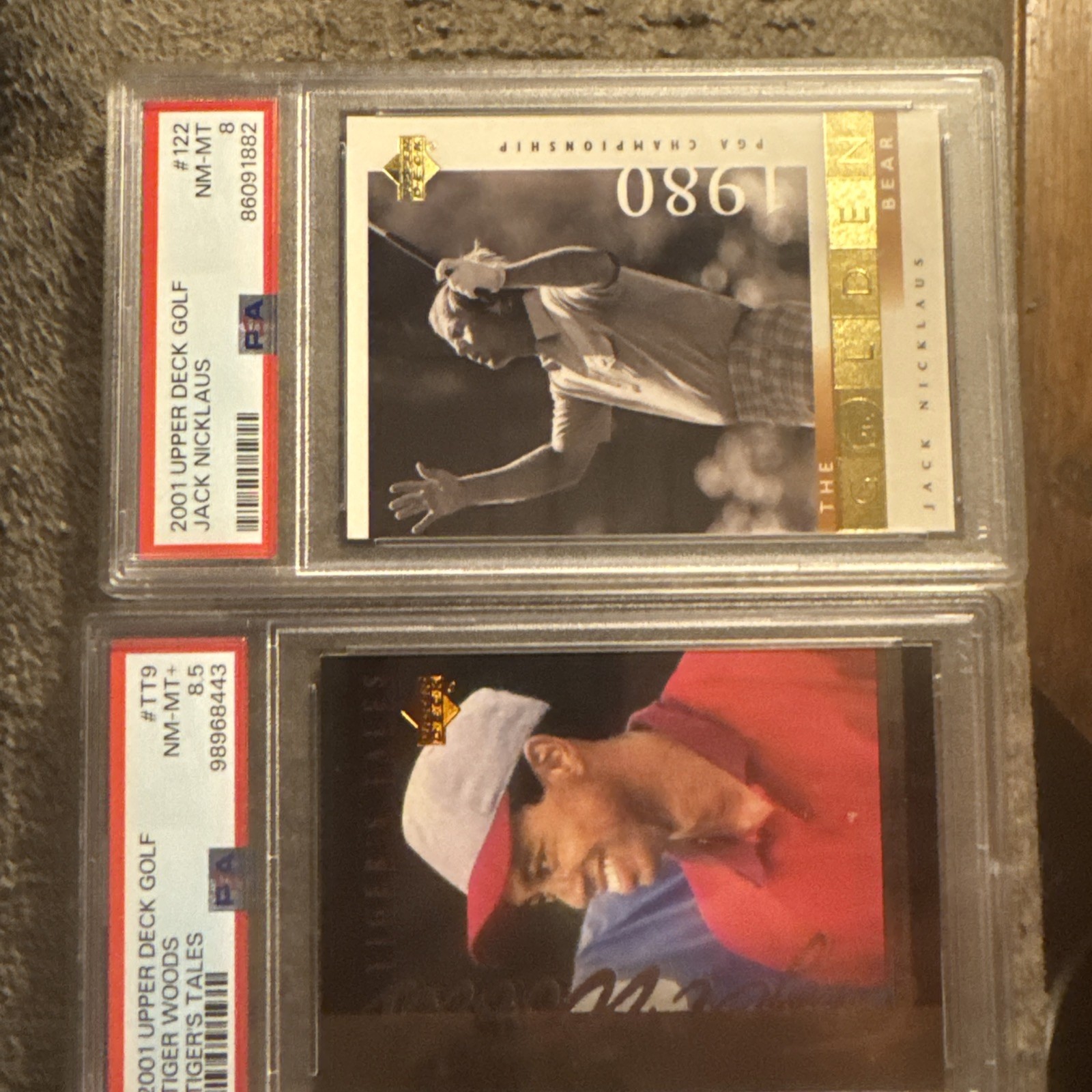 2001 Upper Deck - Tiger Woods PSA 8.5       2001 Upper deck Jack Nicklaus PSA 8