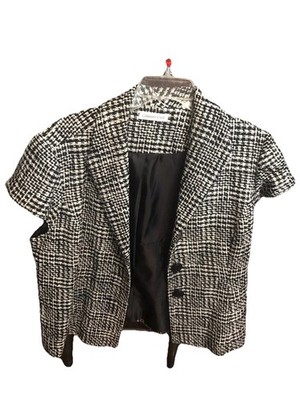 Cold Water Creek Black White Short Sleeve Jacket SZ 18