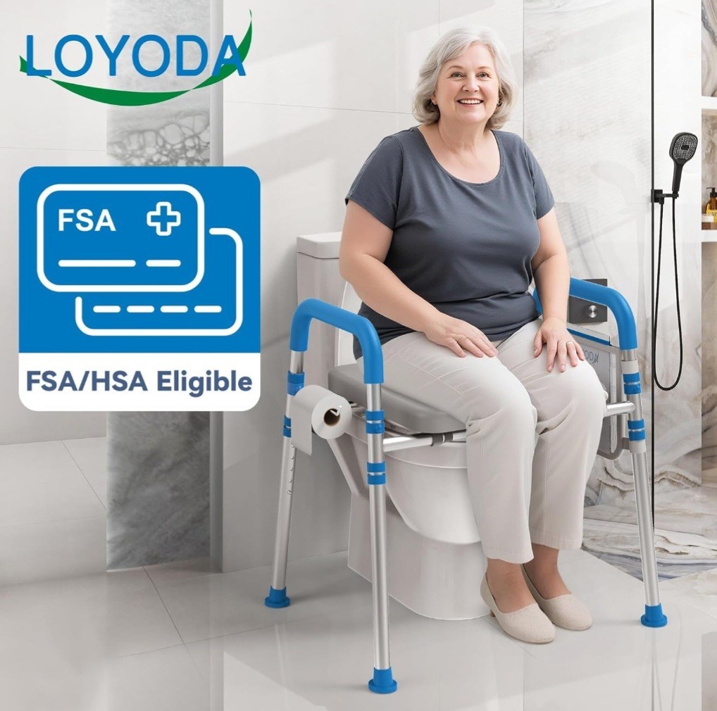 FSA/HSA Eligible Raised Toilet Seat & Handles, Padded Toilet Seat Adjustable