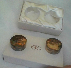 Vtg "Emily" Inscribed Keepsake Containers 1st Curl/Tooth Satin-Lined Box Tarnish